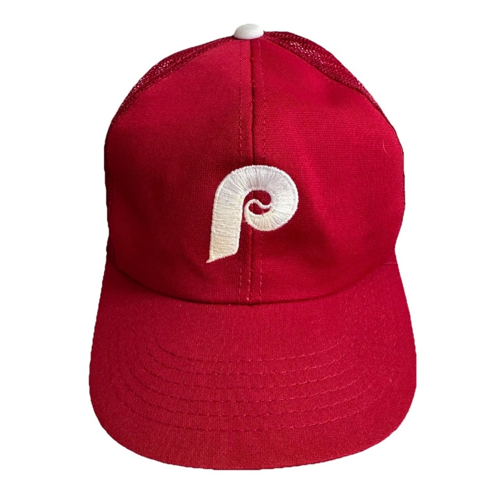 Vintage 80s Philadelphia Phillies Trucker Snapback Hat Cap PAT COMBS SIGNED